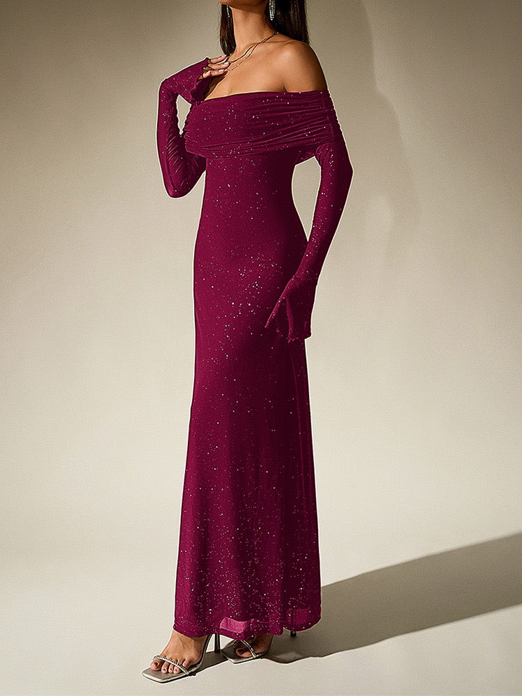 Vilia Schulterfreies Glitzerkleid