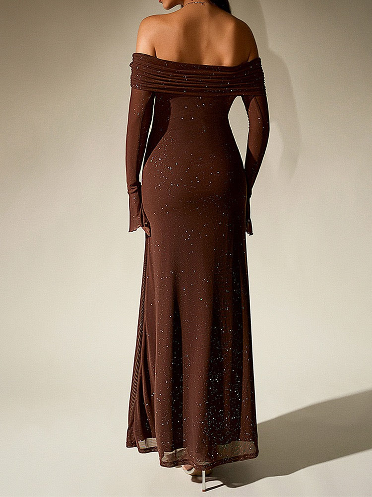 Vilia Schulterfreies Glitzerkleid