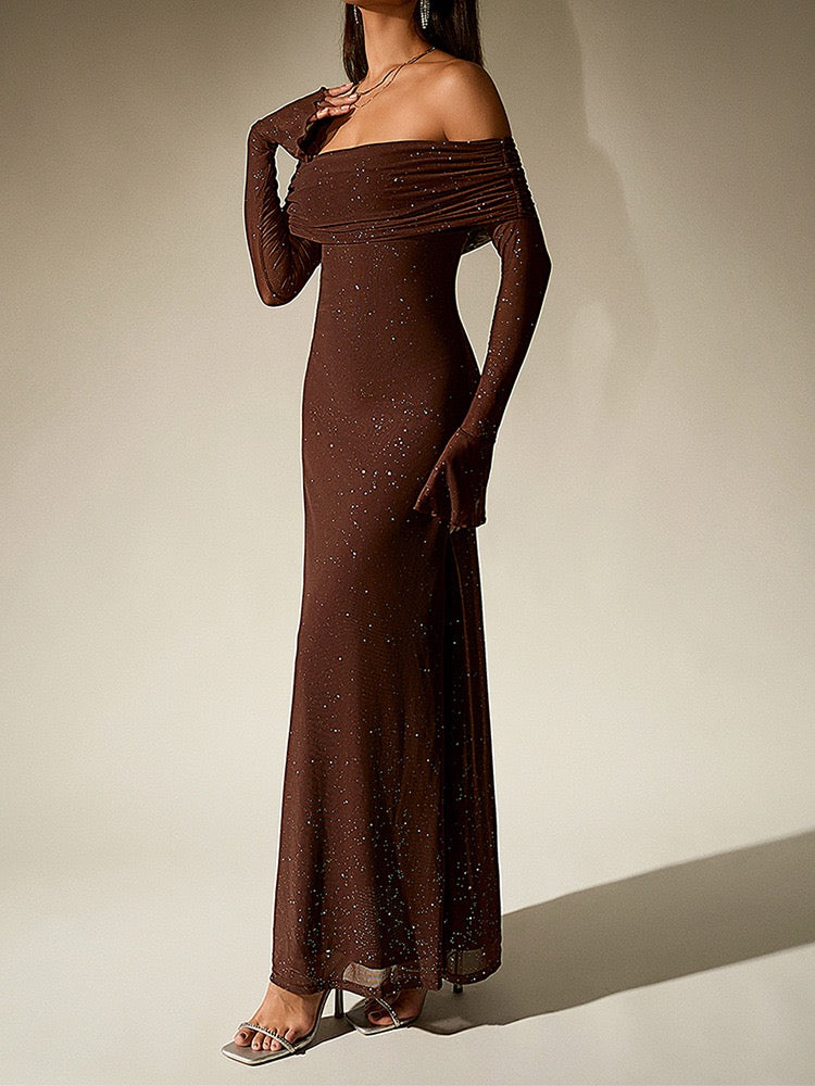Vilia Schulterfreies Glitzerkleid