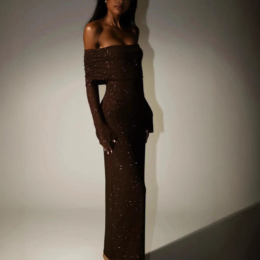 Vilia Schulterfreies Glitzerkleid