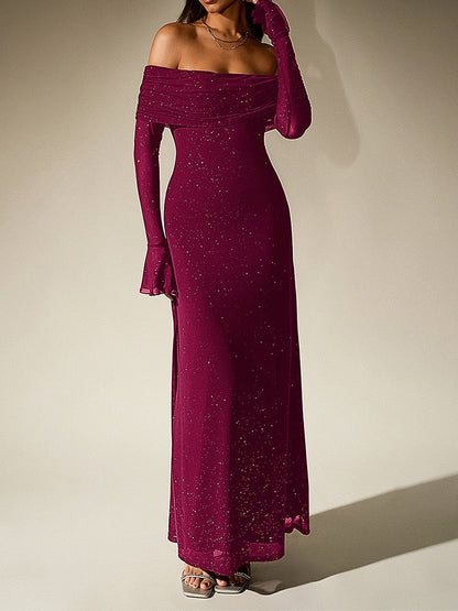 Vilia Schulterfreies Glitzerkleid