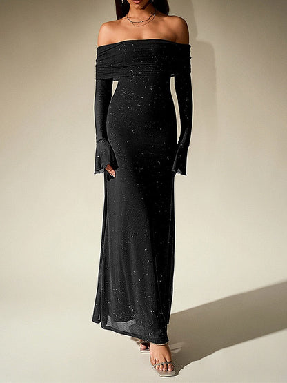 Vilia Schulterfreies Glitzerkleid