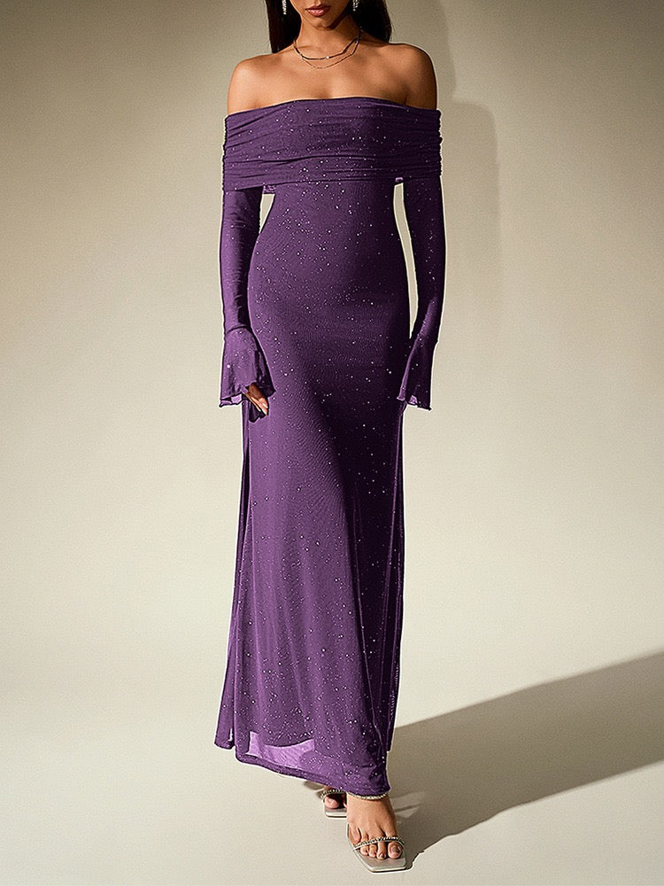 Vilia Schulterfreies Glitzerkleid